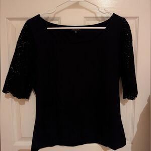 Women's Black Lace Sleeve Top